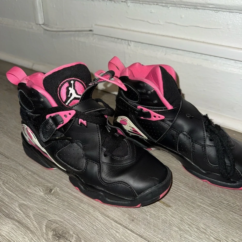 Air Jordan 8 Retro GS Black Pink Size 5Y Youth Sneakers Women size 6.5